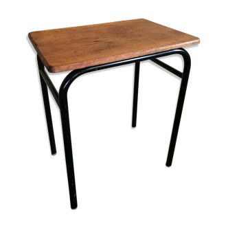 Wooden and metal school table, h 76 cm