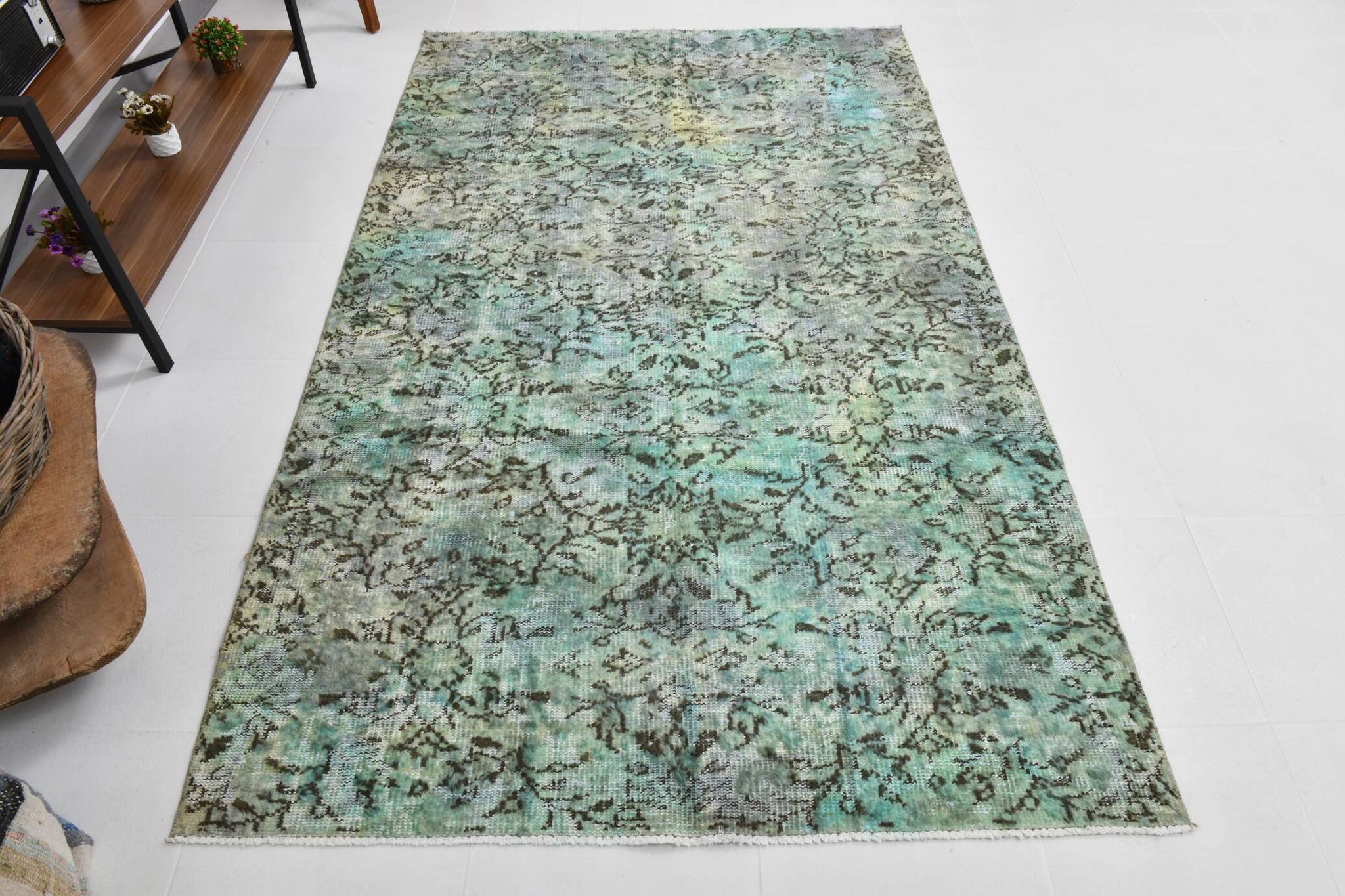 Tapis vintage style plantes 5x8, 148x243cm