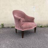 Pink velvet convertible armchair