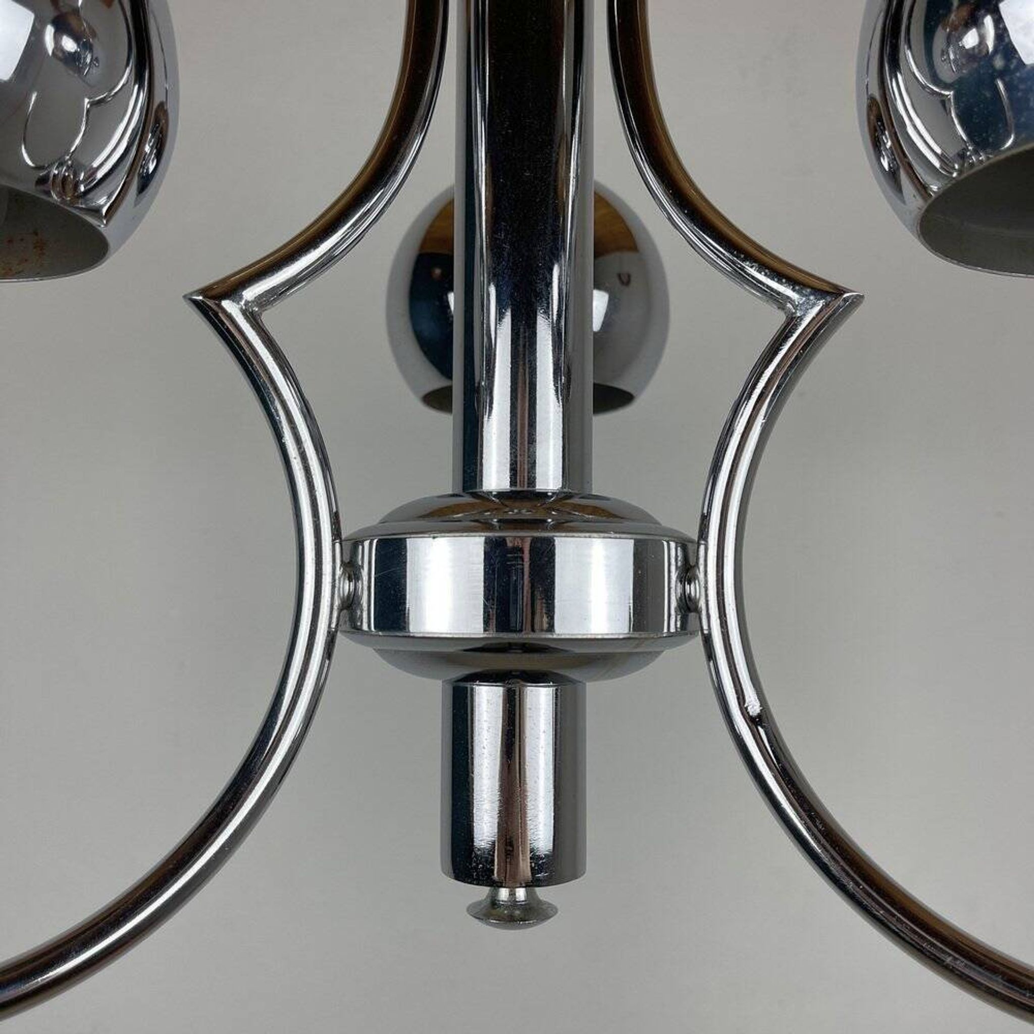 Vintage mid-century eye pendant lamp, Silver, Italy, 1970s
