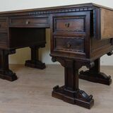 Unusual Renaissance style center desk made in the mid-19th century in walnut