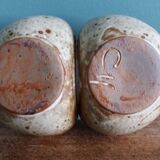 Stoneware salt and sauce dish from Puisaye, signed Jean-Pierre Prud’homme