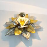 Wonderful gilded florentine flush mount lights, Italy 1970's