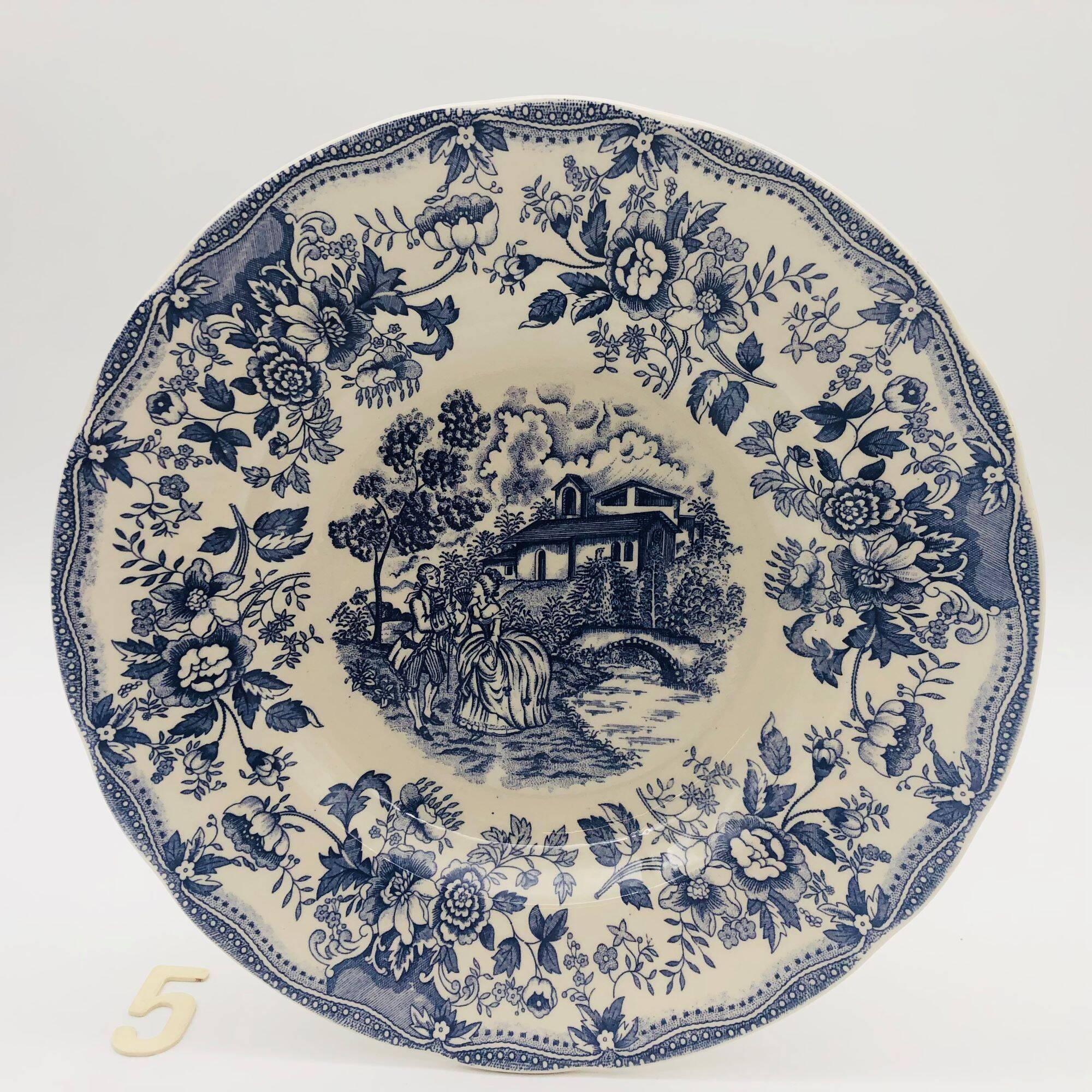 6 vintage blue soup plates “Toile de Jouy patterns”