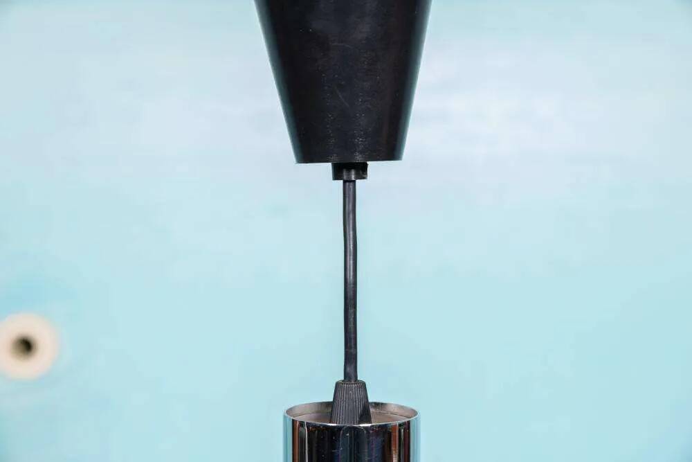 Vintage chrome and glass suspension, space age cascade lamp.