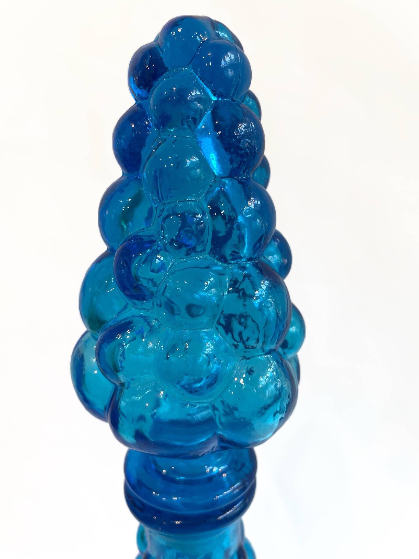 Grande carafe vintage en verre bleu piscine