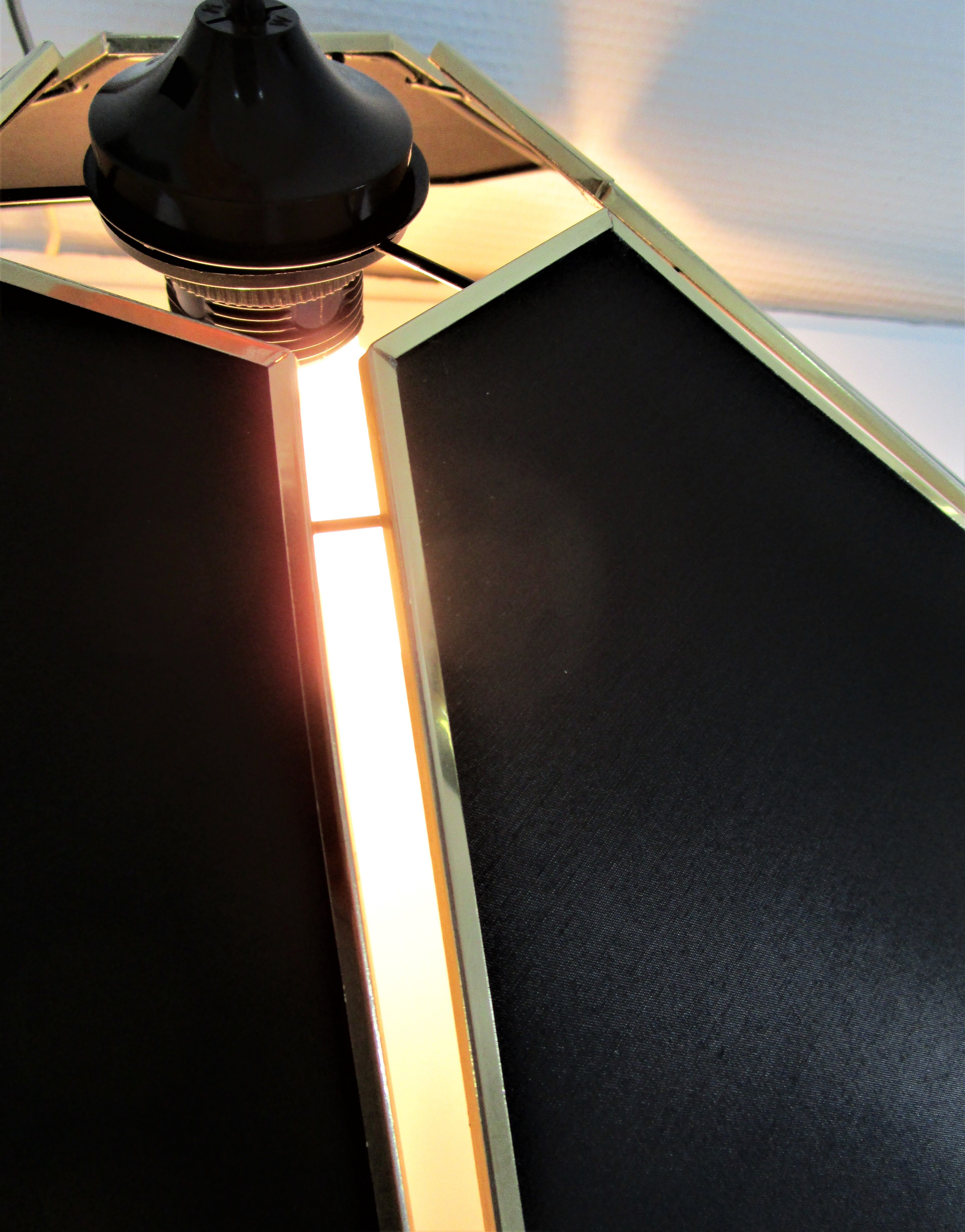 Black flower and gold hanging lamp, 80s