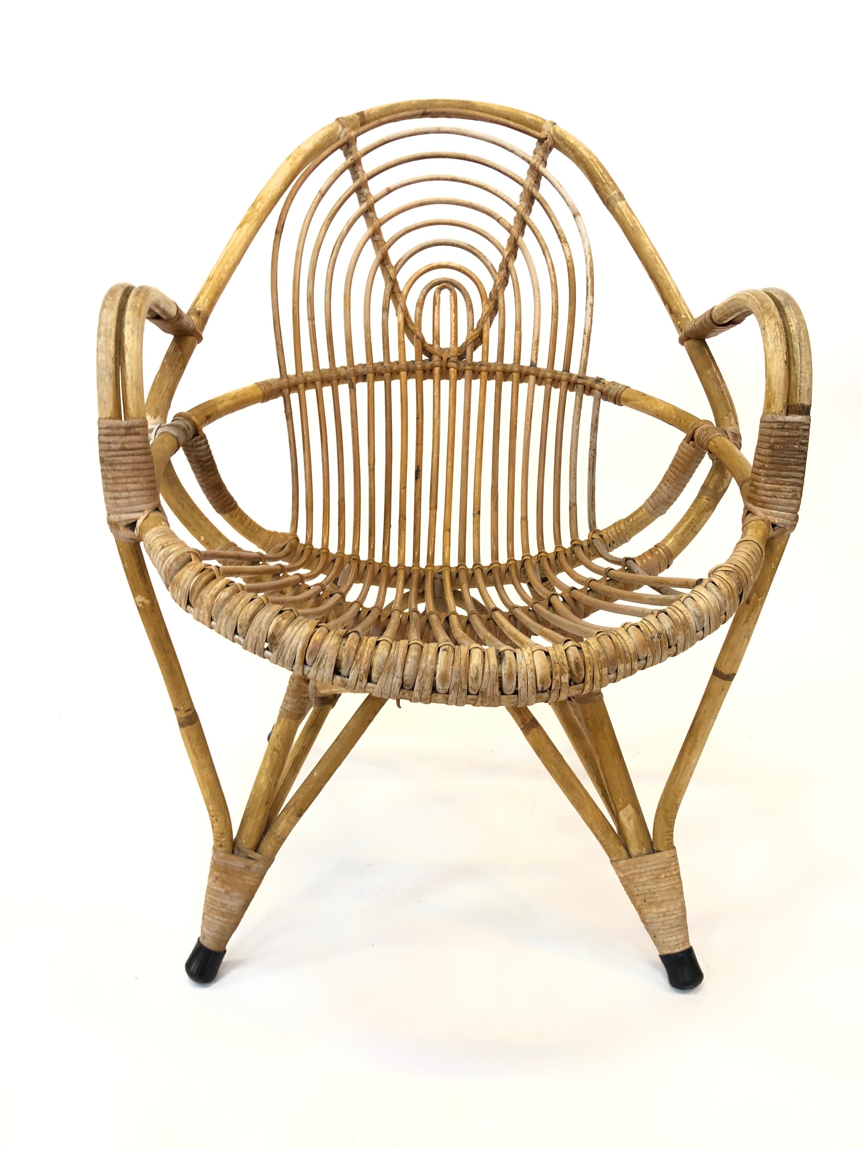 Rattan armchair by Rohe Noordwolde, 1960