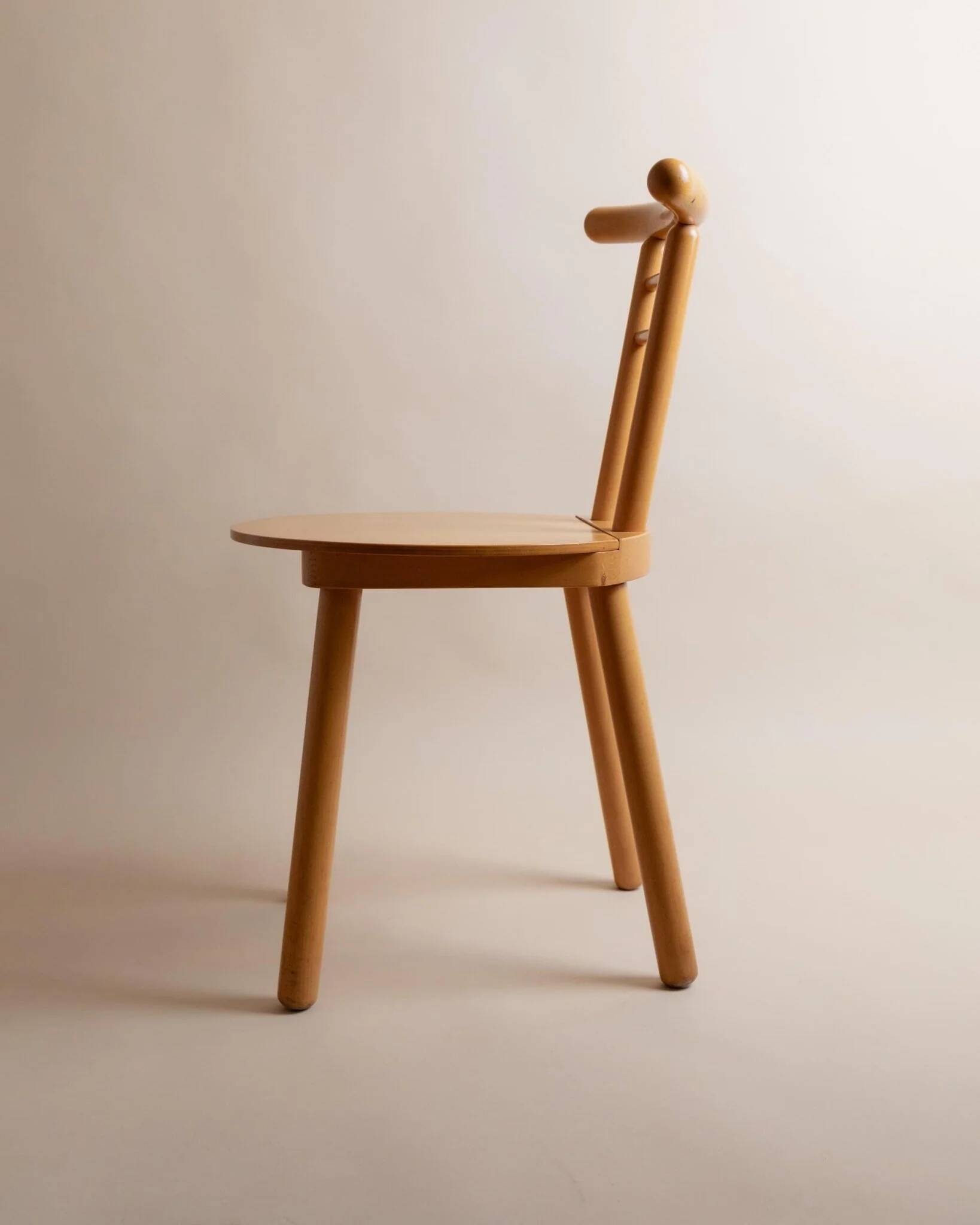 Light Wood Vintage Chair - 1980s Italian Minimalist, Japanese-Inspired, Solid Wood, Batch of 2