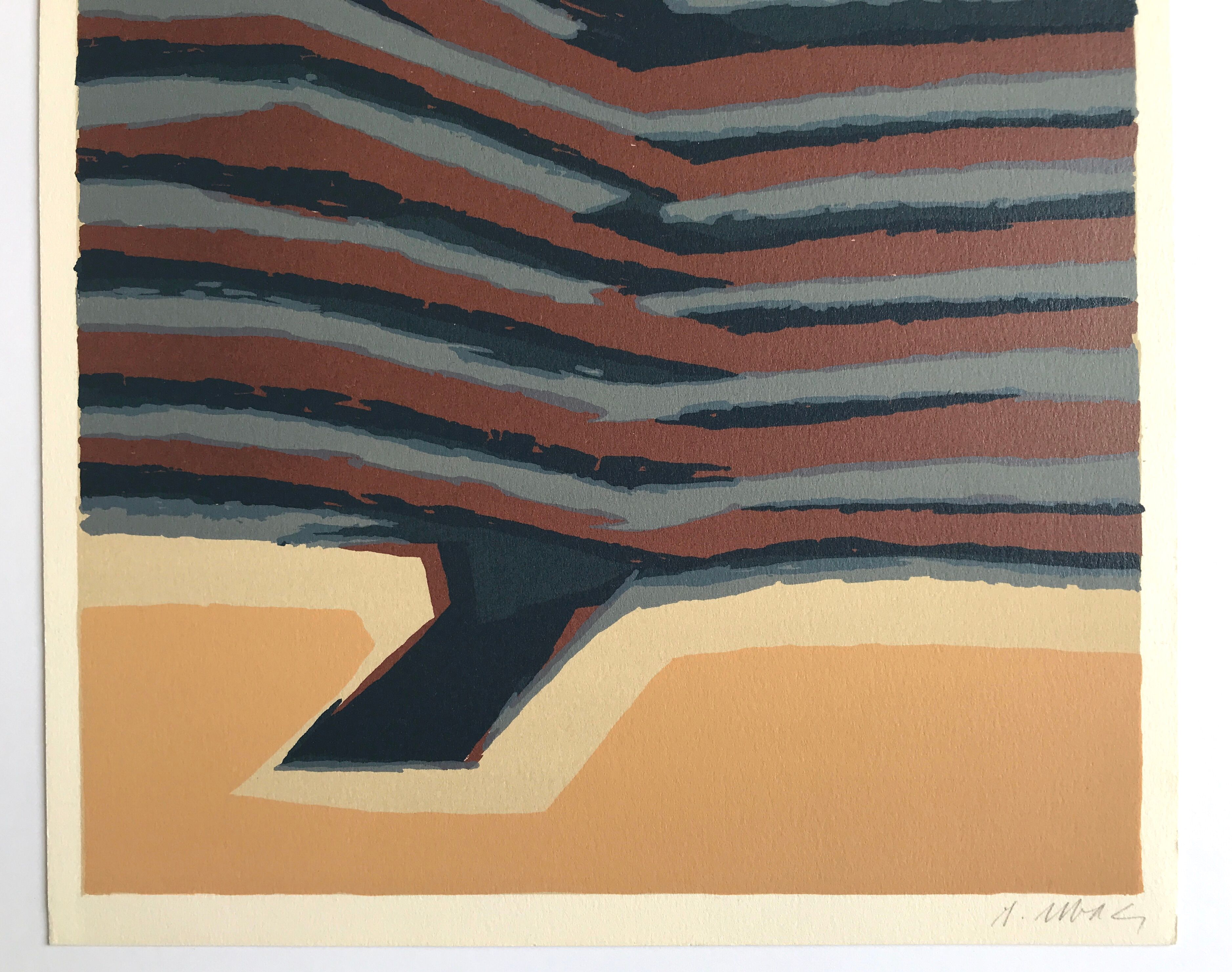 Original lithograph signed in pencil by Raoul UBAC, Earth V, 1978