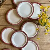 Set of 11 vintage dessert plates - Monaco red model by Salins