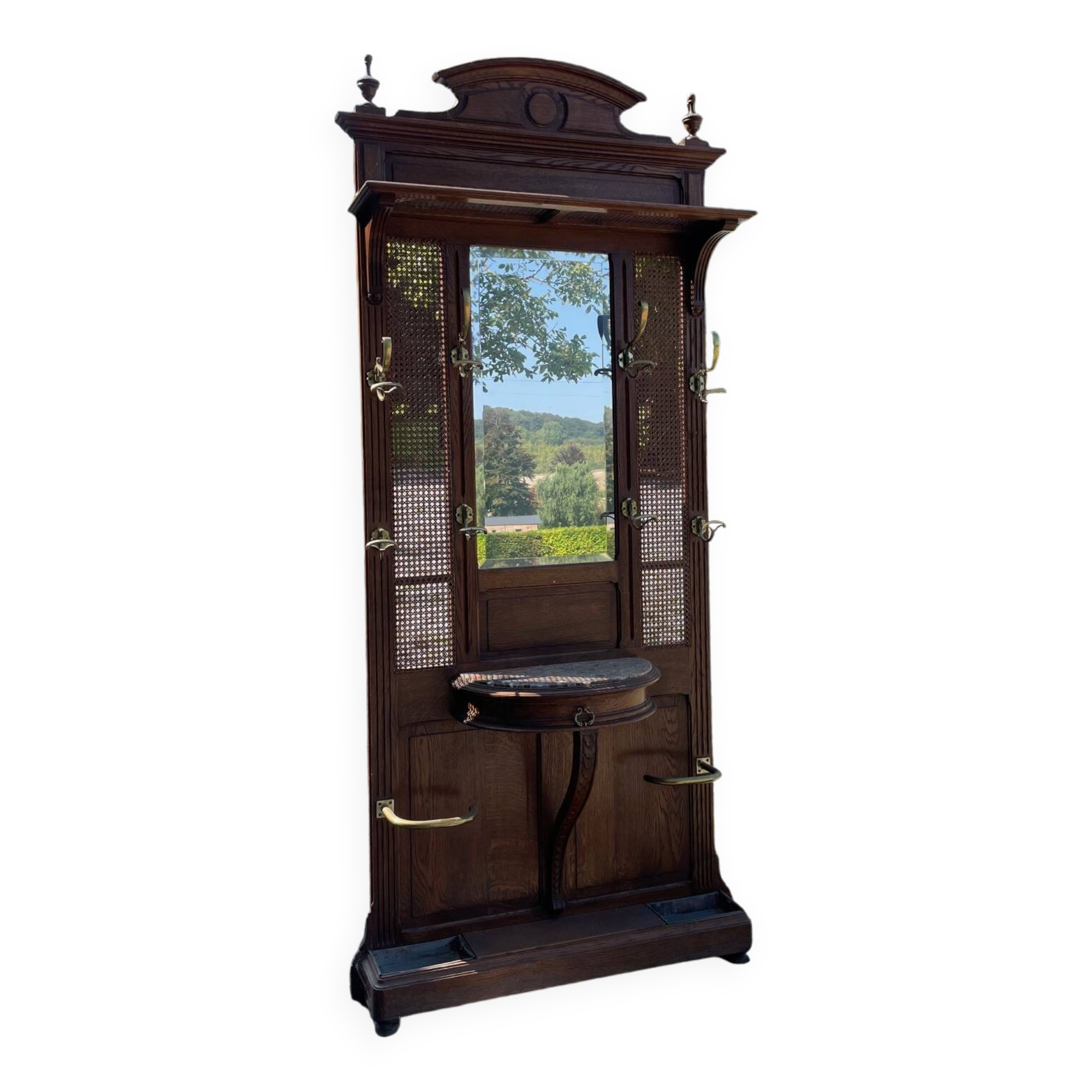 Antique oak cloakroom or coat rack