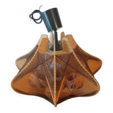 Scandinavian chandelier pendant light 1970s wooden threads