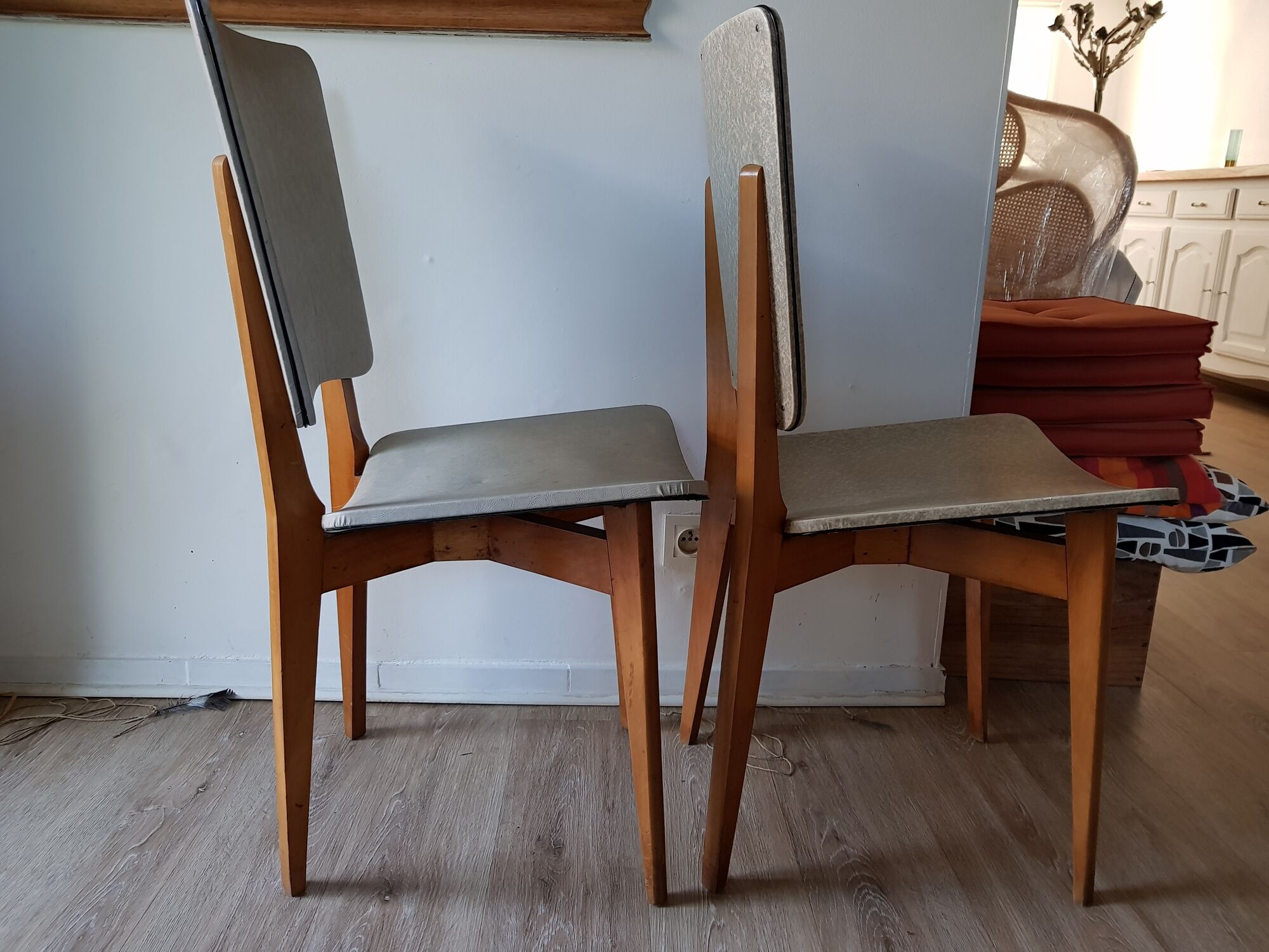 Pair of vintage Scandinavian-style skai chairs