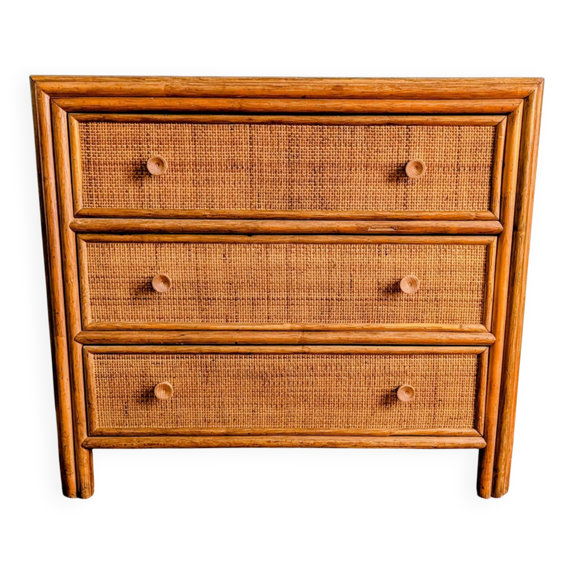 Vintage rattan chest of drawers