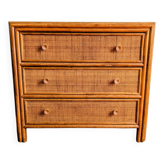 Vintage rattan chest of drawers