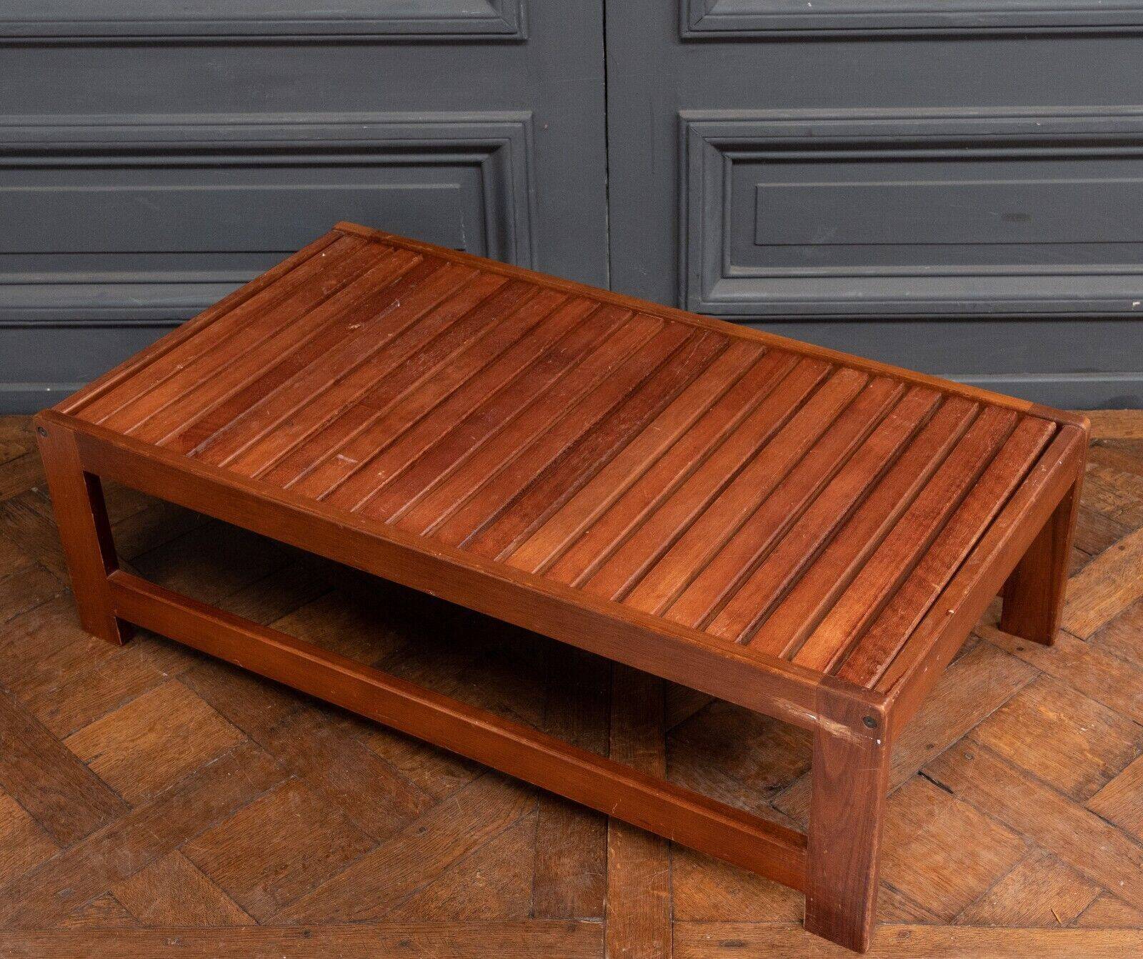 Wooden slatted coffee table 1980 removable top