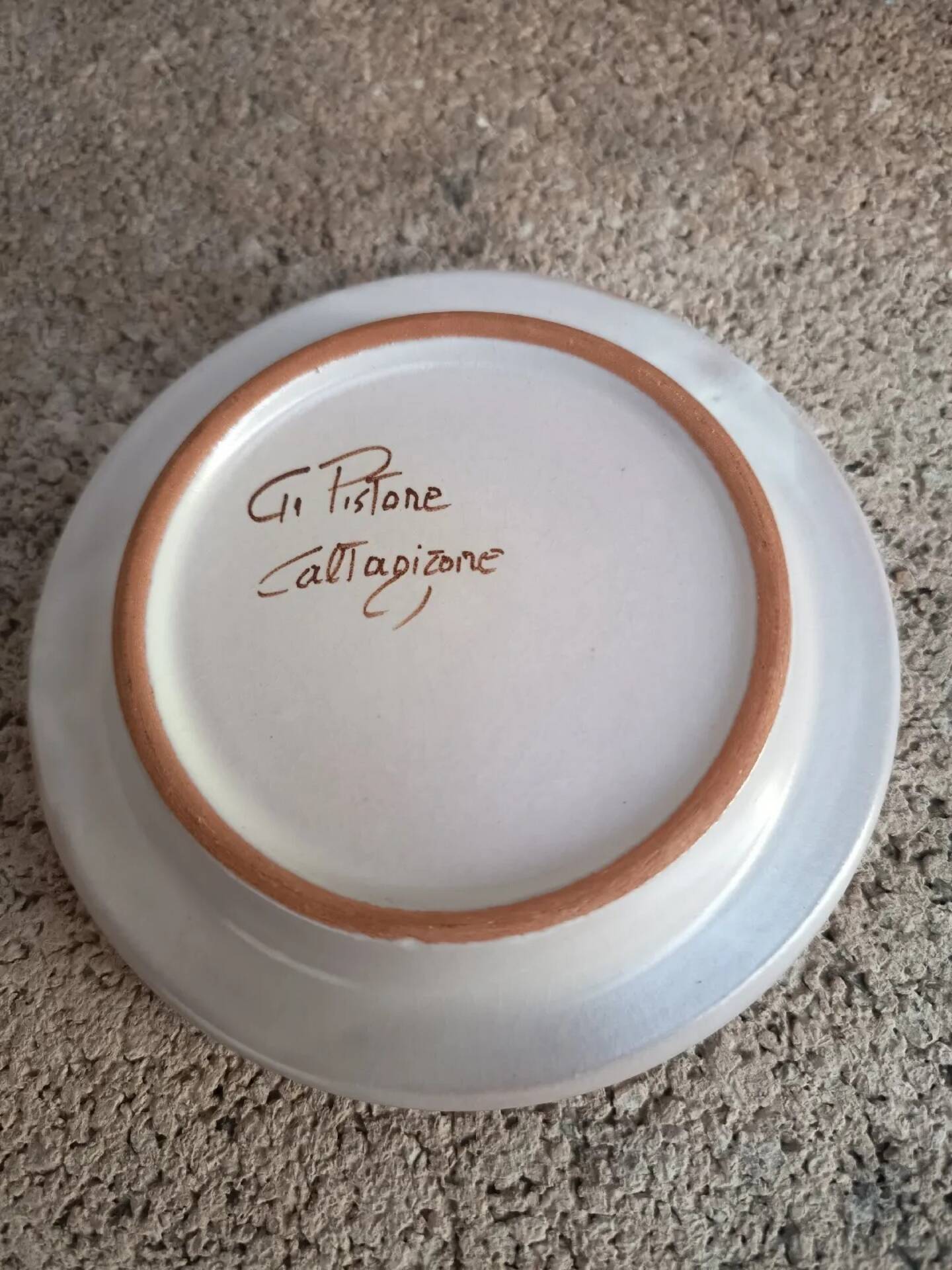 Vintage ashtray pocket tray Caltagirone Sicily - hand-painted ceramic