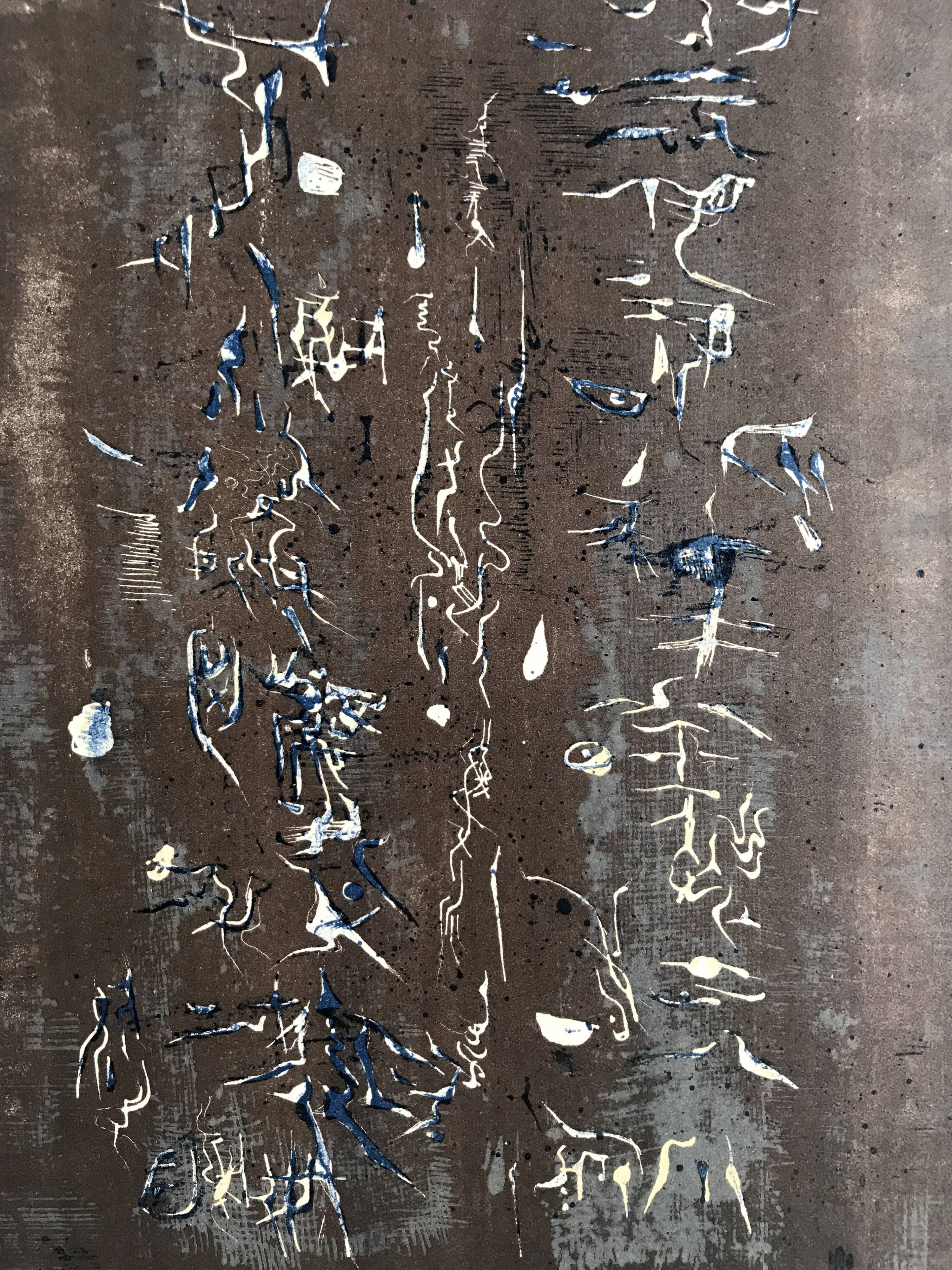 Original lithograph by zao wou-ki, untitled, 1957 (agerup 113)