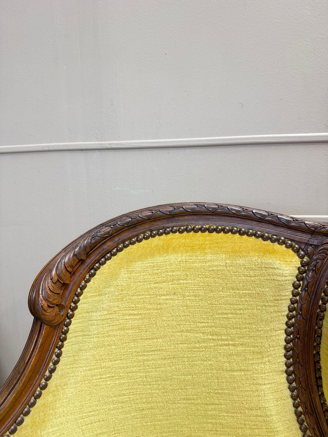 Banquette, canapé en bois naturel de style louis xvi xix eme siècle
