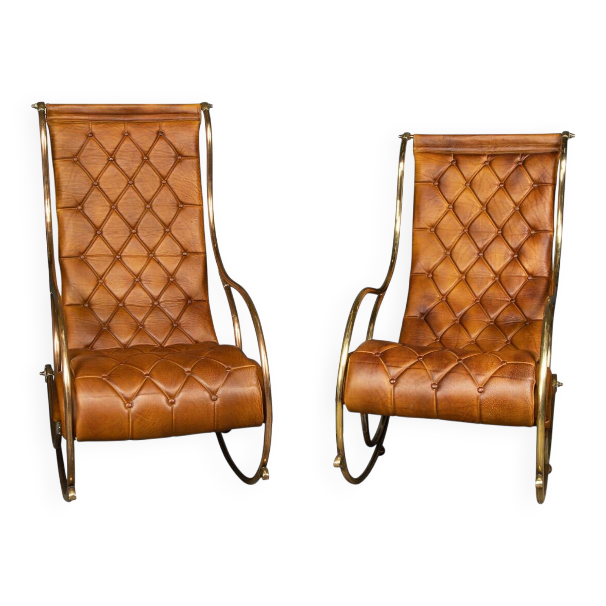 Mid 20thc british made pair of leather rocking chairs c.1950