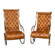 Mid 20thc british made pair of leather rocking chairs c.1950