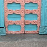 Old Indian door in old teak, piece and patina of origin