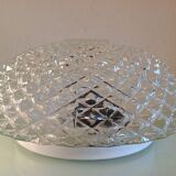 Round glass ceiling lamp diamond tips, vintage 60/70s