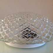 Round glass ceiling lamp diamond tips, vintage 60/70s