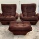 Space age 1970 beka armchairs and ottomans