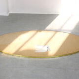 Vintage oval golden frame mirror, 70s