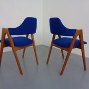 Set of Compass Chairs in Teak and Kvadrat Hallingdal 65 by Kai Kristiansen for Schou Andersen, 1960s