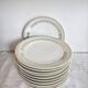 French porcelain dessert plates, green and gold.
