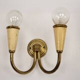 Set of four Mid-Century sconces in lacquer and brass. Italy 1950s