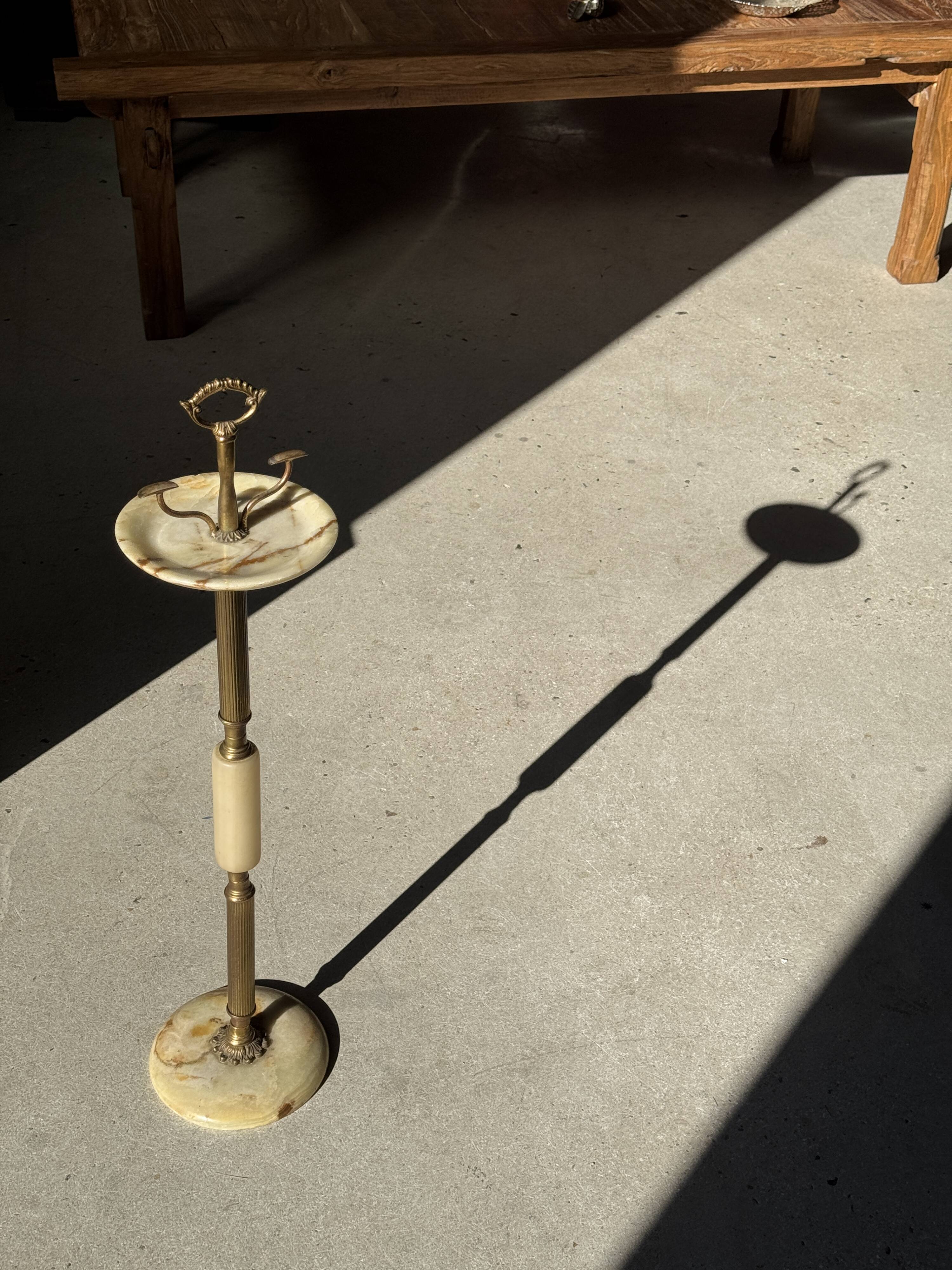 Marble and brass standing ashtray H74 D17