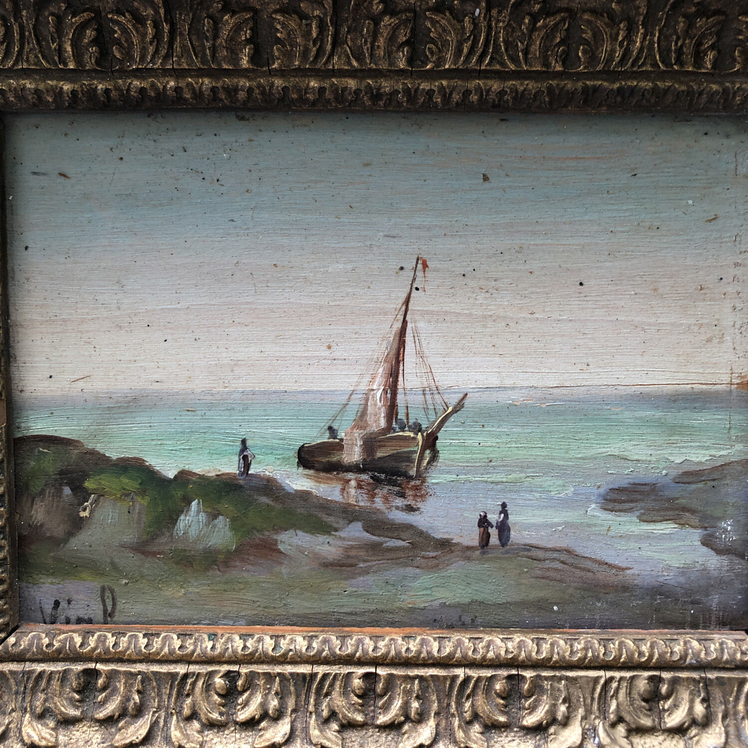 Tableau XIXème "Marine bretonne"