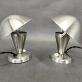 Pair of Bauhaus Chrome Adjustable Table Lamps, 1930s Czechoslovakia