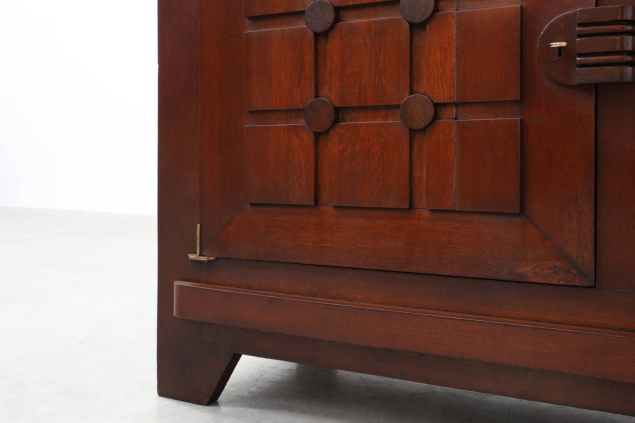 Art Deco carved geometric sideboard by Charles Dudouyt in oak, France ca. 1