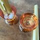 Set of 2 glass candle holders with candles