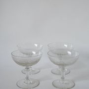 set of 4 large champagne glasses in engraved crystal 1920 11 x 10 cm