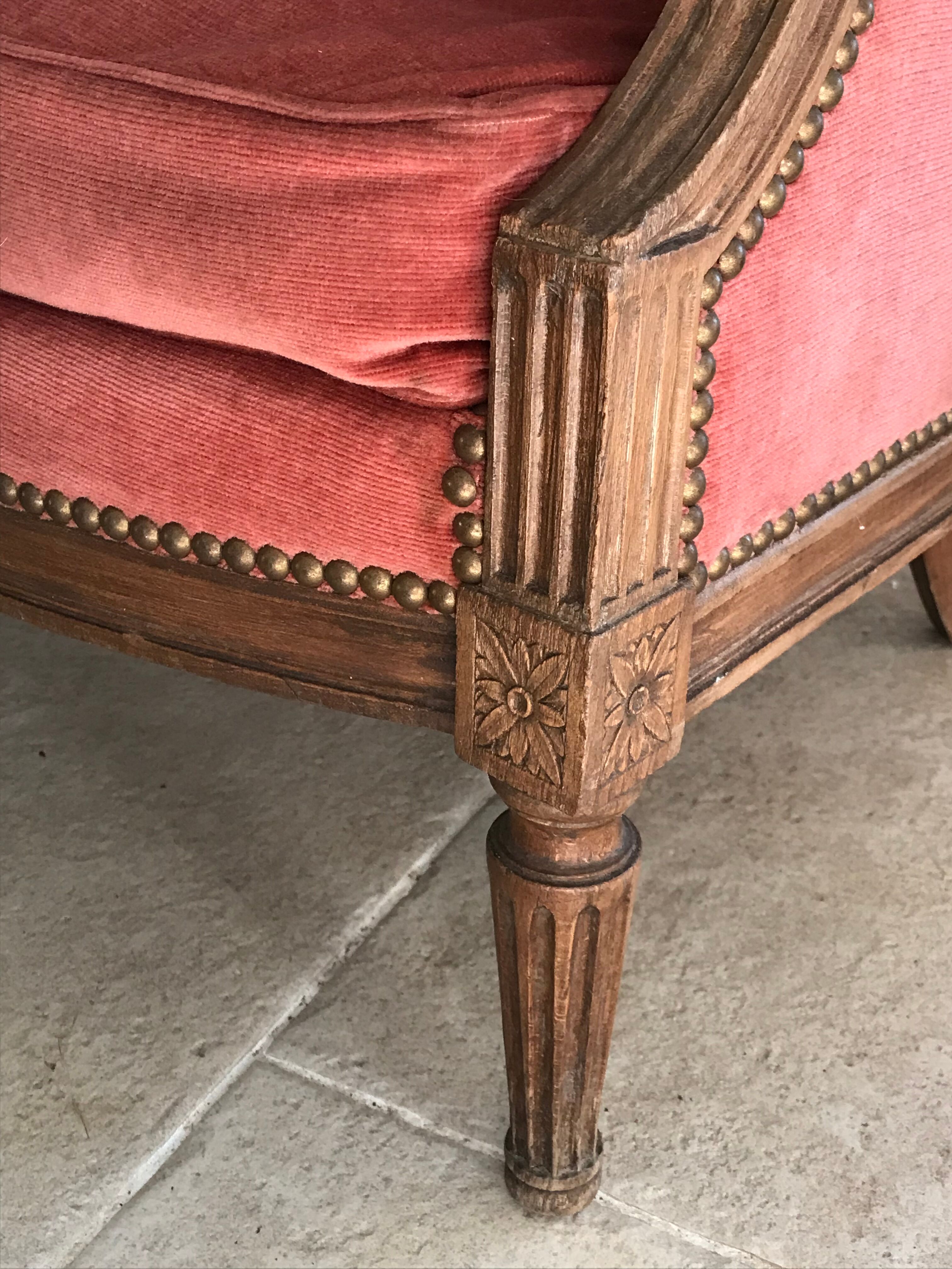 Velvet shepherdess armchair