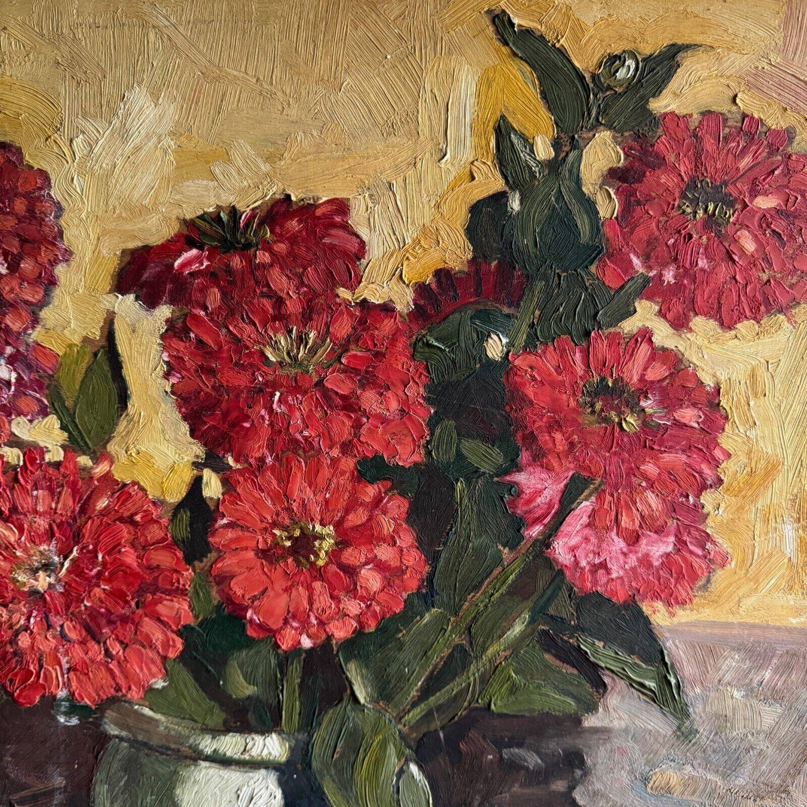 Oil on panel still life with flowers by A. Le Cudennec 1955