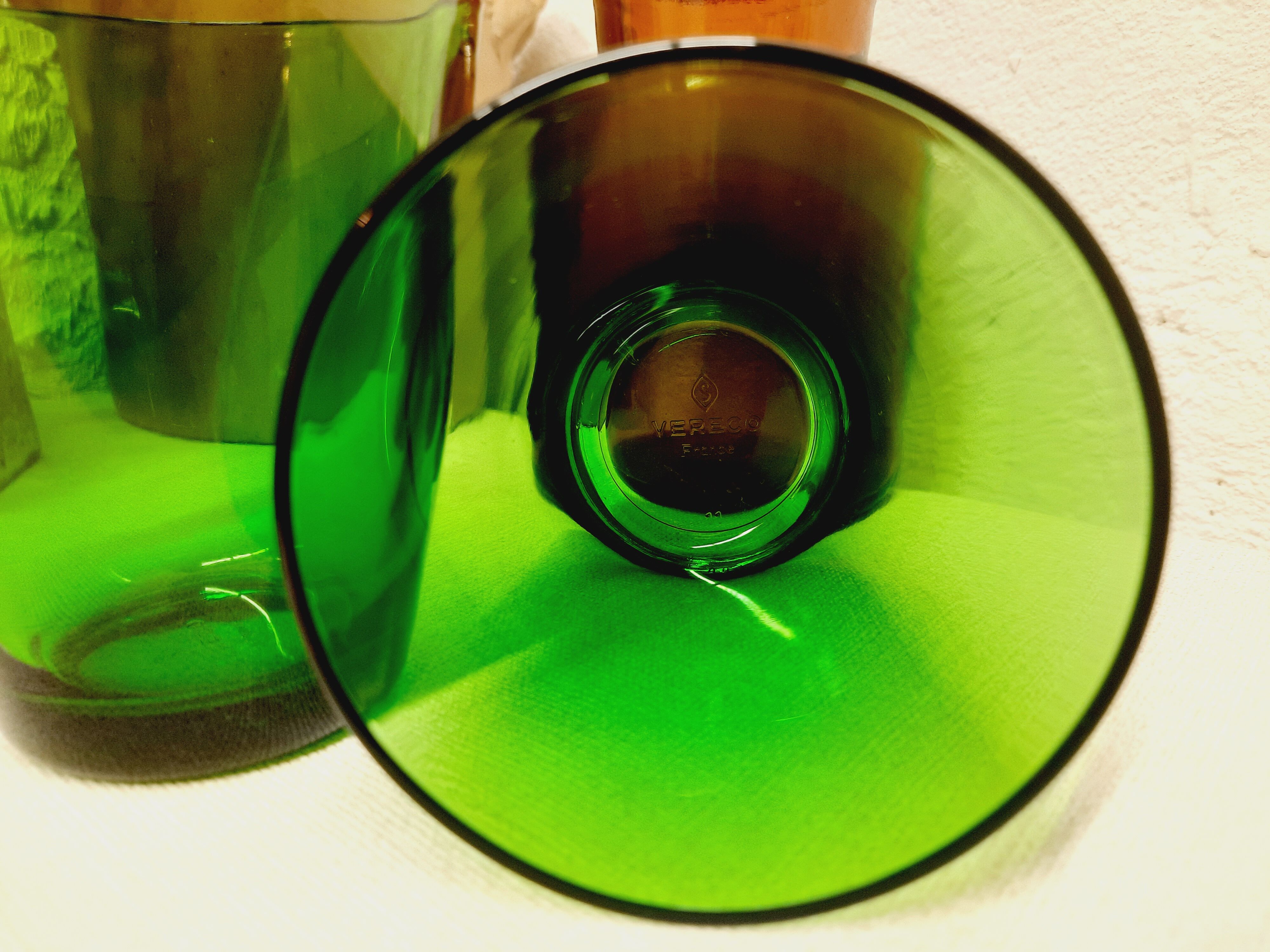 Set 6 green Vereco glasses