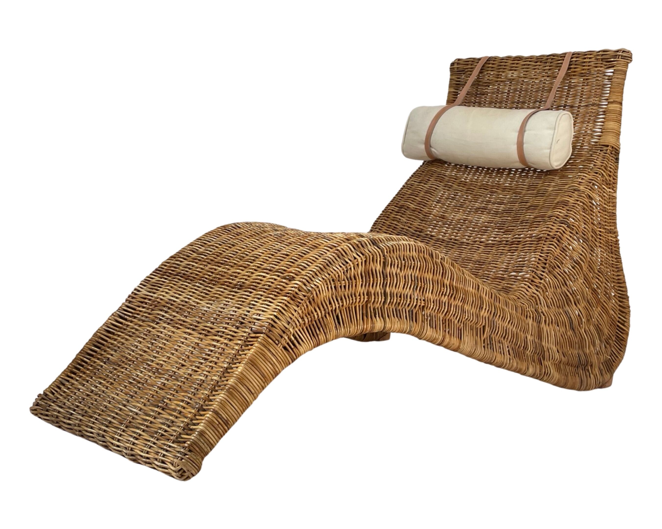 Karlskrona Rattan Wicker Chaise Lounge by Karl Malmvall for Ikea