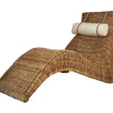 Karlskrona Rattan Wicker Chaise Lounge by Karl Malmvall for Ikea