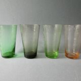 4 large glasses from the 50s, colored glass