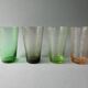 4 grands verres des années 50, verre coloré