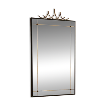 Miroir mural noir élégant de style vintage avec accents en laiton
