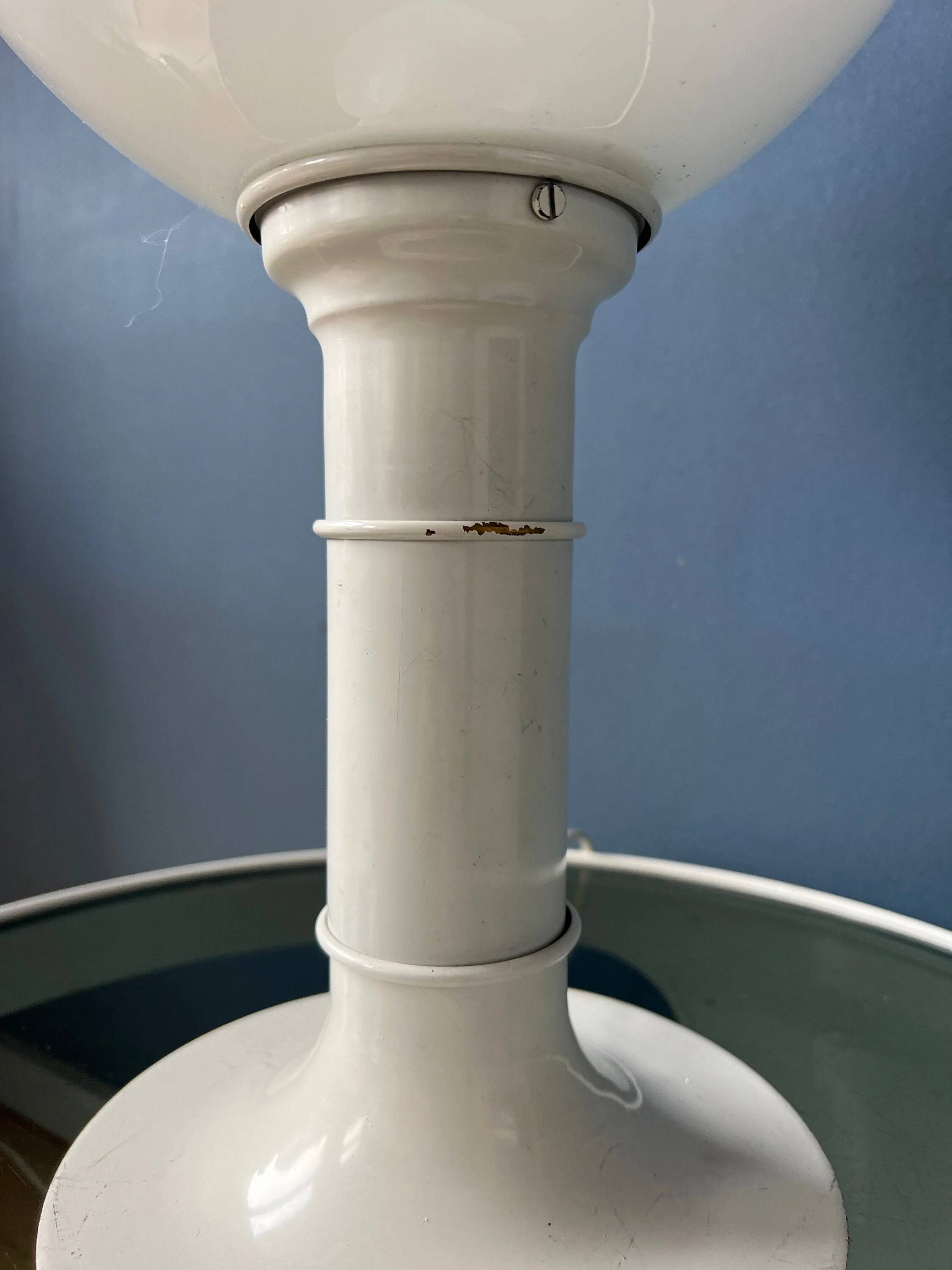 White Space Age table lamp Woja Holland with opal glass shade