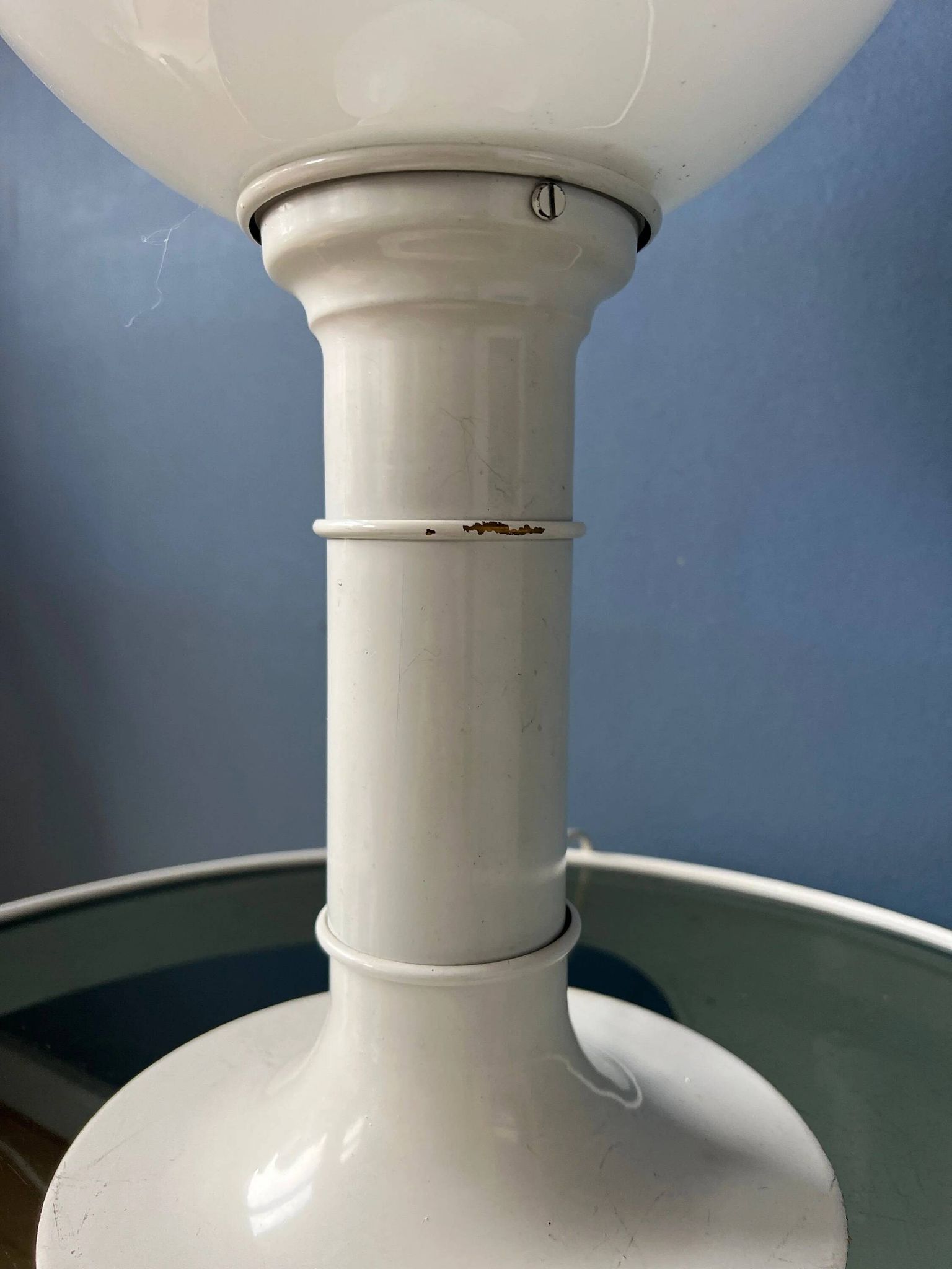White Space Age table lamp Woja Holland with opal glass shade